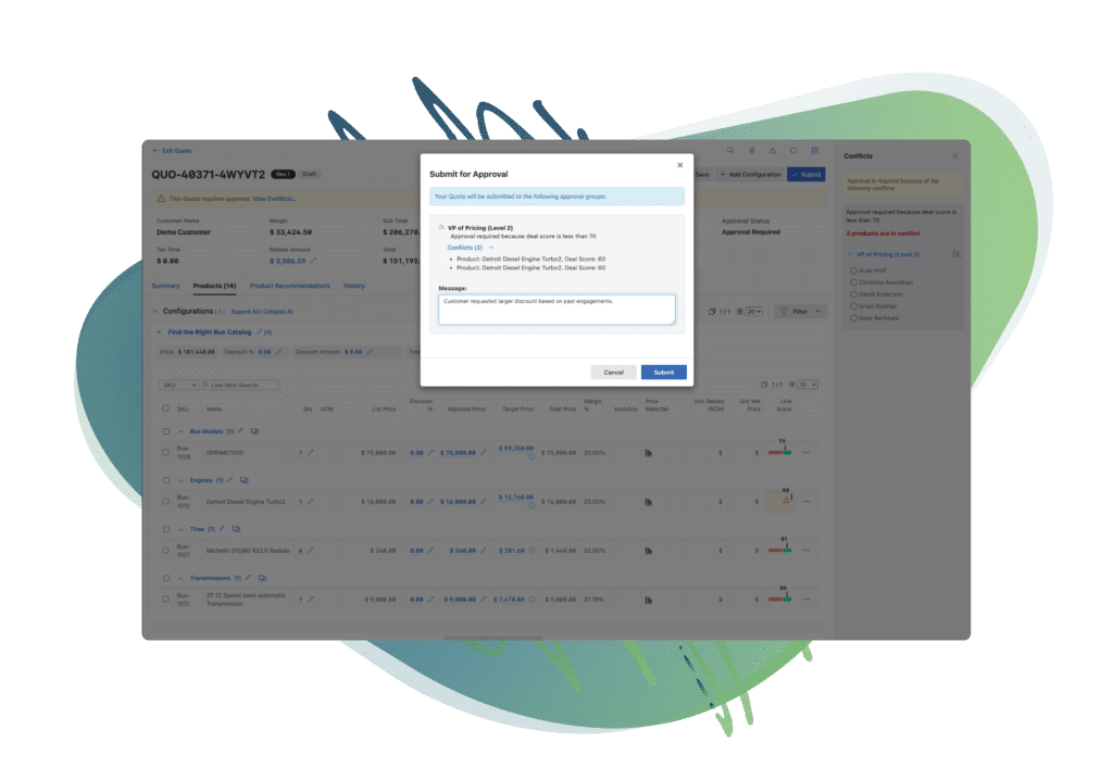 Enable an efficient deal approval process for any deals that require approval